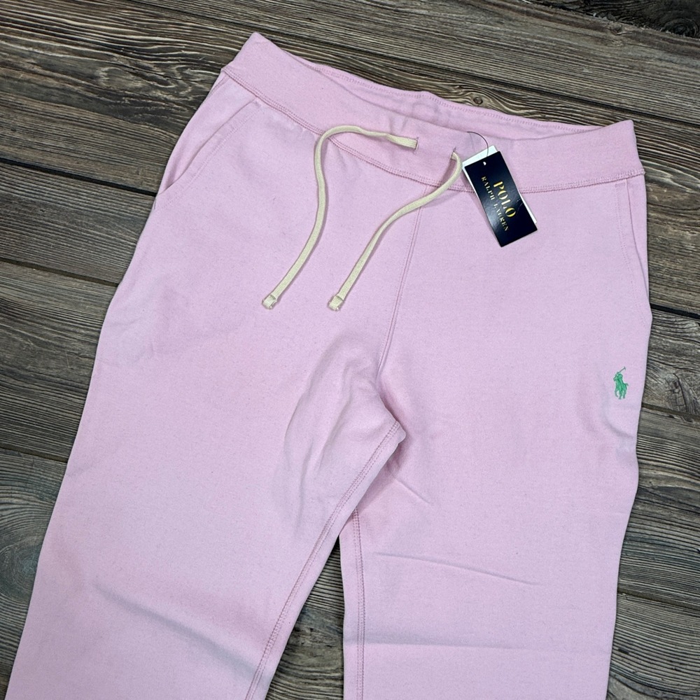 Polo Ralph Lauren Pink Jogger Sweatpants Logo Embroidered Drawstring Men LARGE
